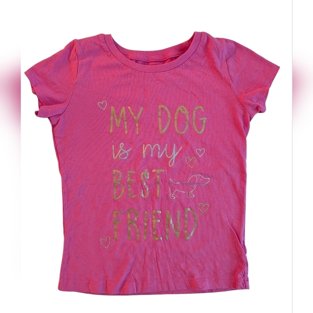 Carter's Girls Pink Kids T Shirt My Dog is My Best Friend Cotton Size 8 - Picture 3 of 8